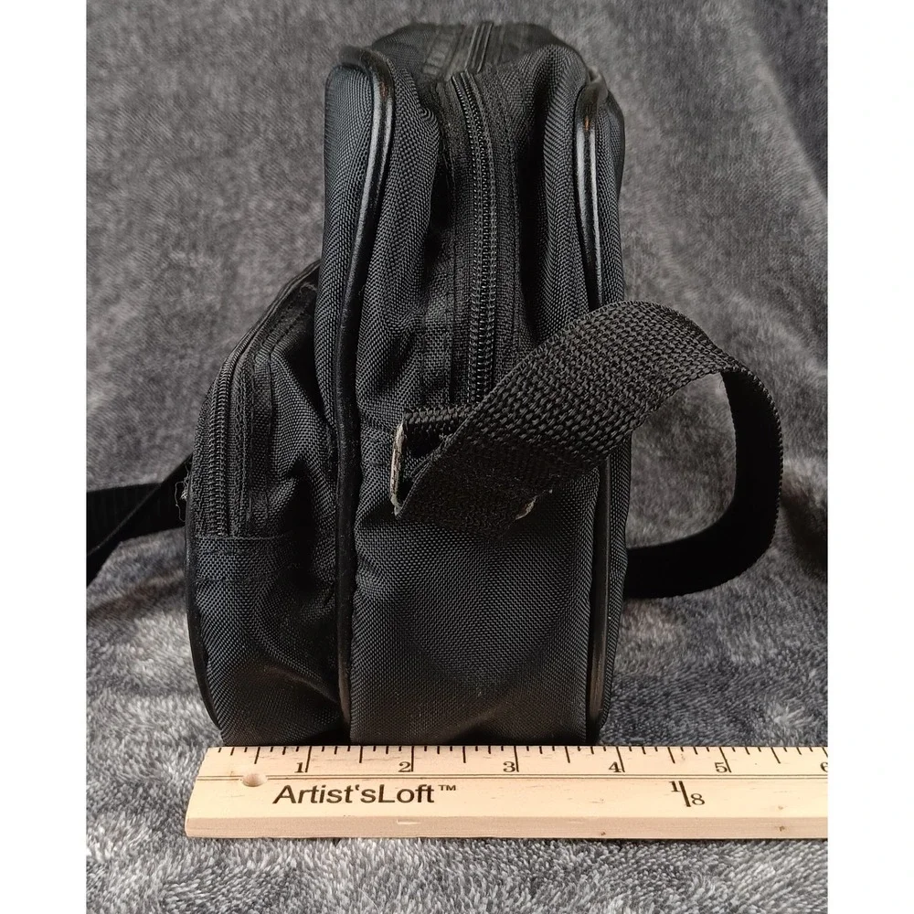 Minolta Black Messenger Bag Crossbody‎ Strap Double Zip Front Pocket